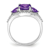14k White Gold Amethyst and Diamond Ring